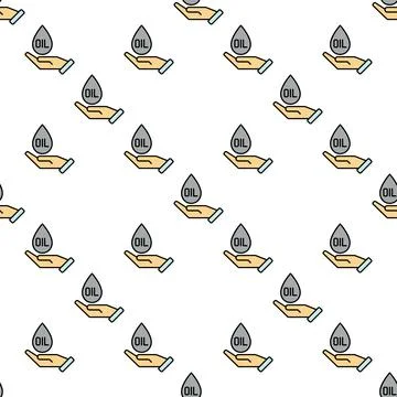 Hand with Oil drop vector colored seamless pattern Stock Illustration