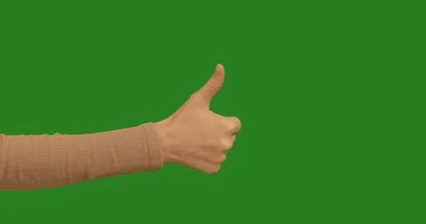 Hand OKAY OK CLASS, peace, palm and fingers, everything is good on green sc.. Stock Photos