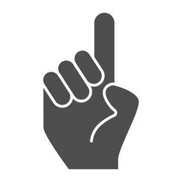 Hand with one finger pointing up solid icon. Hand with index finger up vector Stock Illustration