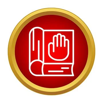Hand on open book taking oath icon Stock Illustration