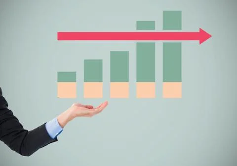 Hand open with colorful chart statistics arrow Stock Photos