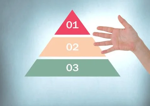 Hand open with colorful chart statistics triangle Stock Photos