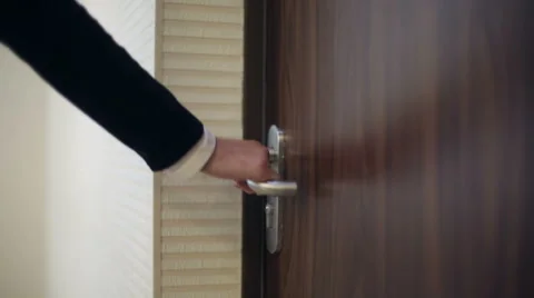 Hand open door in a office Video stock 56149048