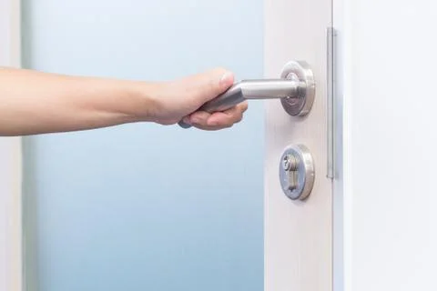 Hand open door Foto stock