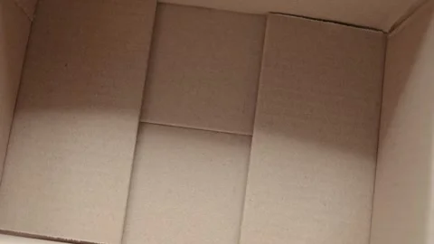 Hand open parcel box, empty inside, blank cardboard box, concept of unboxing 库存影片 328219587