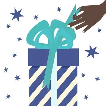 Hand open a present box. Celebration concept. Isolated vector illustration fl Stock Illustration