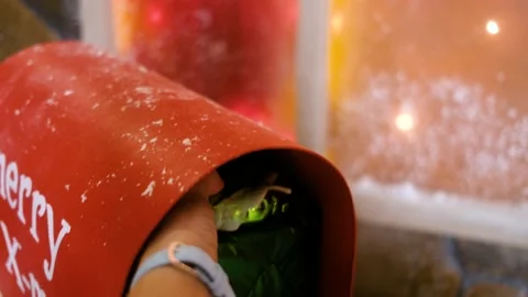 Hand opening mailbox with christmas gift Stock Footage 164884400