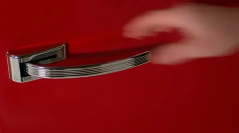 Hand opening a refrigerator Stock Footage 11299707