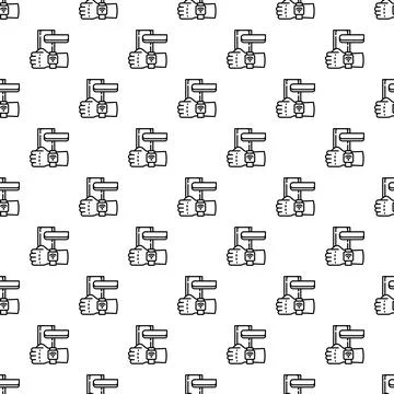Hand opening smart door lock with smartwatch access pattern Stock Illustration