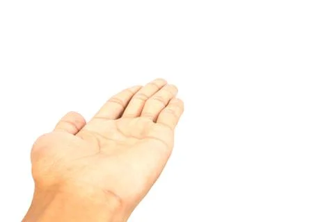 Hand opening white isolated Stock Photos