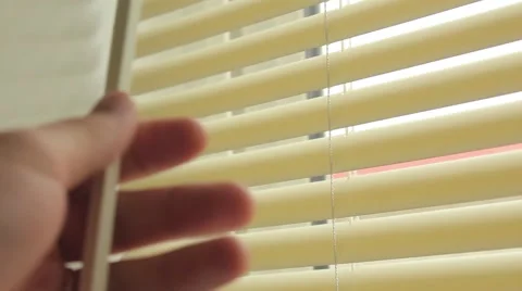 Hand Opening Window Blinds Stock Footage 51936185