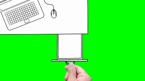 Hand opens and closes the drawer. Animation on the green background Stock Footage 115473237