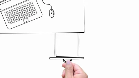 Hand opens and closes the drawer. Animation on the white background Stock Footage 115474081