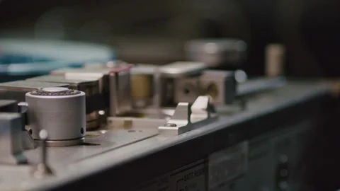 Hand opens up audio tape recorder case and close down after playing, close Stock-Footage 157105801