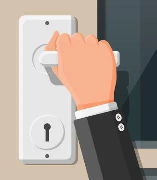 The hand opens the door Stock Illustration