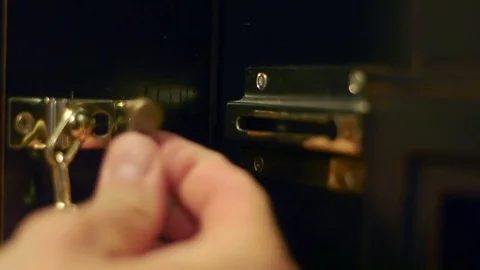 The hand opens the door latch at hotel room Stock Footage 81216660