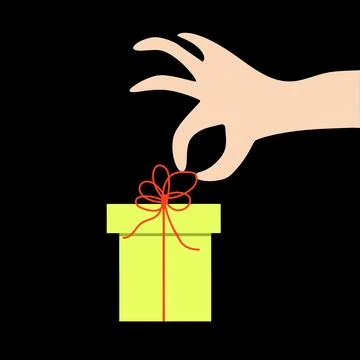 The hand opens the gift. Illustrazione stock