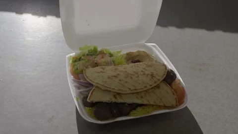 Hand opens kebob plate Stock Footage 276447530