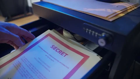 Hand opens a metal drawer with a number code, secrecy and intent. Classified Stock Footage 304407360