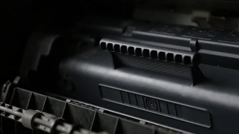 Hand opens modern laser printer door Stock Footage 76671937