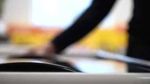 Hand Opens the Refrigerator in the Store and Takes the Frozen Food Stock Footage 147718377