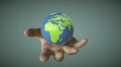 Hand opens to reveal a rotating globe Stock-Footage 59954953