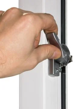 Hand opens a window 스톡 사진