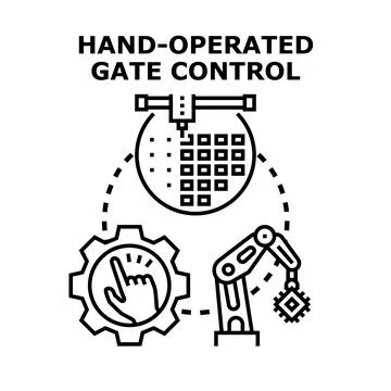 Hand operated gate control system development process Stock Illustration