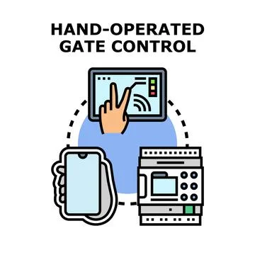 Hand operated gate control system icon concept Illustrazione stock