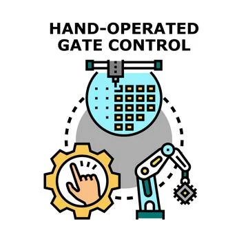 Hand operated gate control system development process Stock Illustration