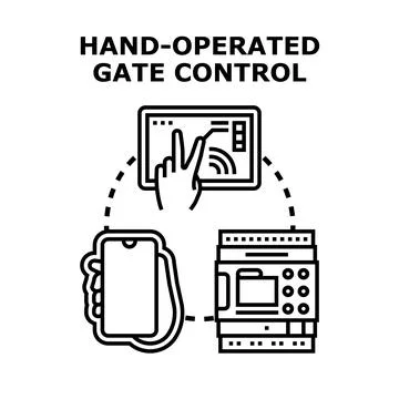 Hand operated gate control system icon concept Illustrazione stock