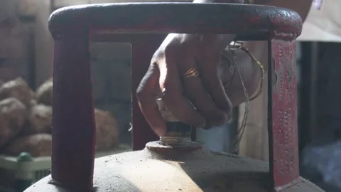 Hand Operating Cylinder Valve Stock Footage 332580353