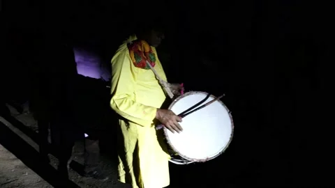 A Hand operating Dholak Music Instruments, Close Up Shot Stock Footage 230509372