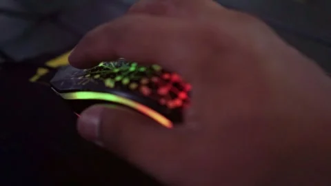 Hand operating illuminated mouse, Stock Footage 334393289