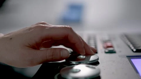 Hand Operating Knob on Professional Studio Mixing Console Stock Footage 340243068