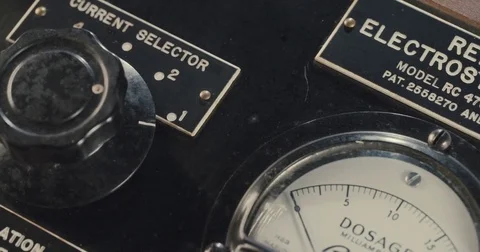 Hand operating old electrical equipment Stock Footage 74068807