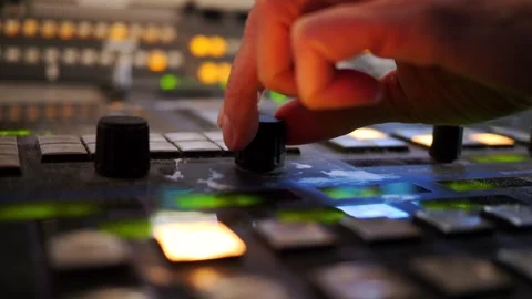 Hand Operating Professional Television Broadcast Control Console Stock Footage 345205174