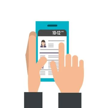 Hand operating smartphone mobile Stock Illustration