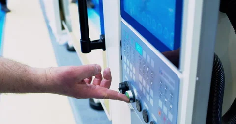 Hand of an operator who controls modern industrial equipment Stock Footage 300783242
