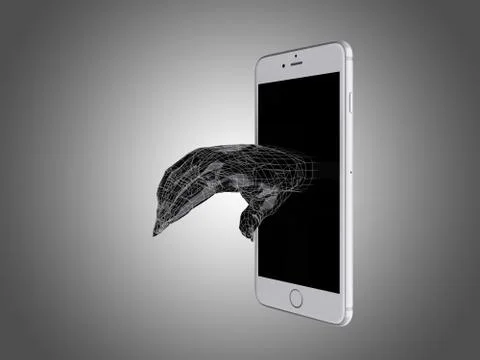 A hand out of the smart phone. Stock-Illustration