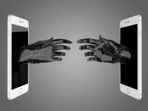 A hand out of the smart phone. Stock Illustration