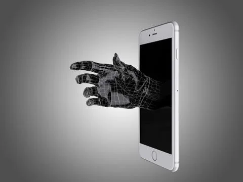 A hand out of the smart phone. Stock-Illustration