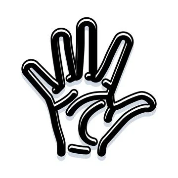 Hand outline creating letters and word help Stock Illustration