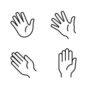 Hand outline icon set with open palm gestures Stock Illustration