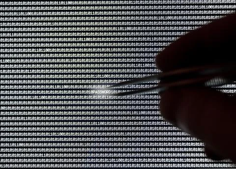 Hand over Binary code Foto stock