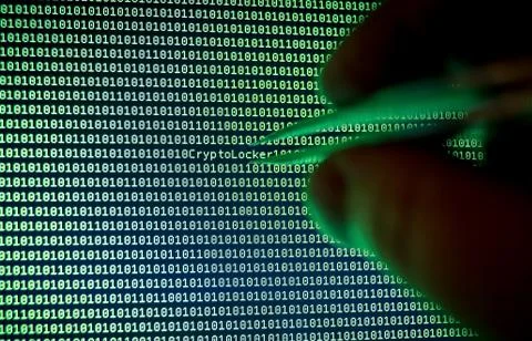 Hand over Binary code 库存照片