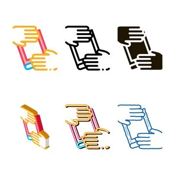 Hand over book icon mix vector outline Stock Illustration