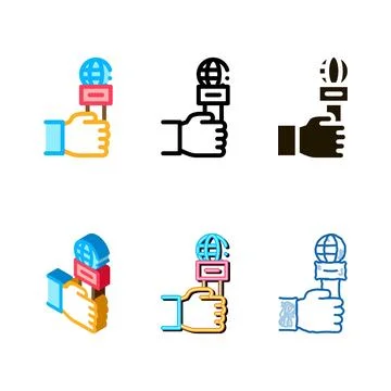 Hand pack microphone icon vector outline Illustrazione stock