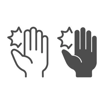 Hand pain line and solid icon, officesyndrome concept, hand pain vector sign on Stockillustratie