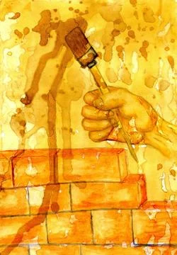 Hand with Paint Brush Art Stock Illustration